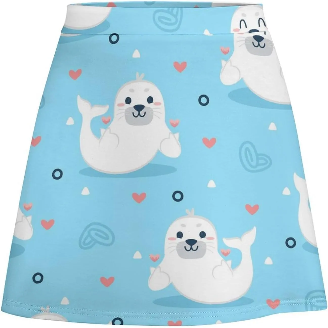 Graffiti Colorful Pattern Double Layer Stretchy Bodycon Short Mini Skirt Slim Fit Pencil Elastic Waistband