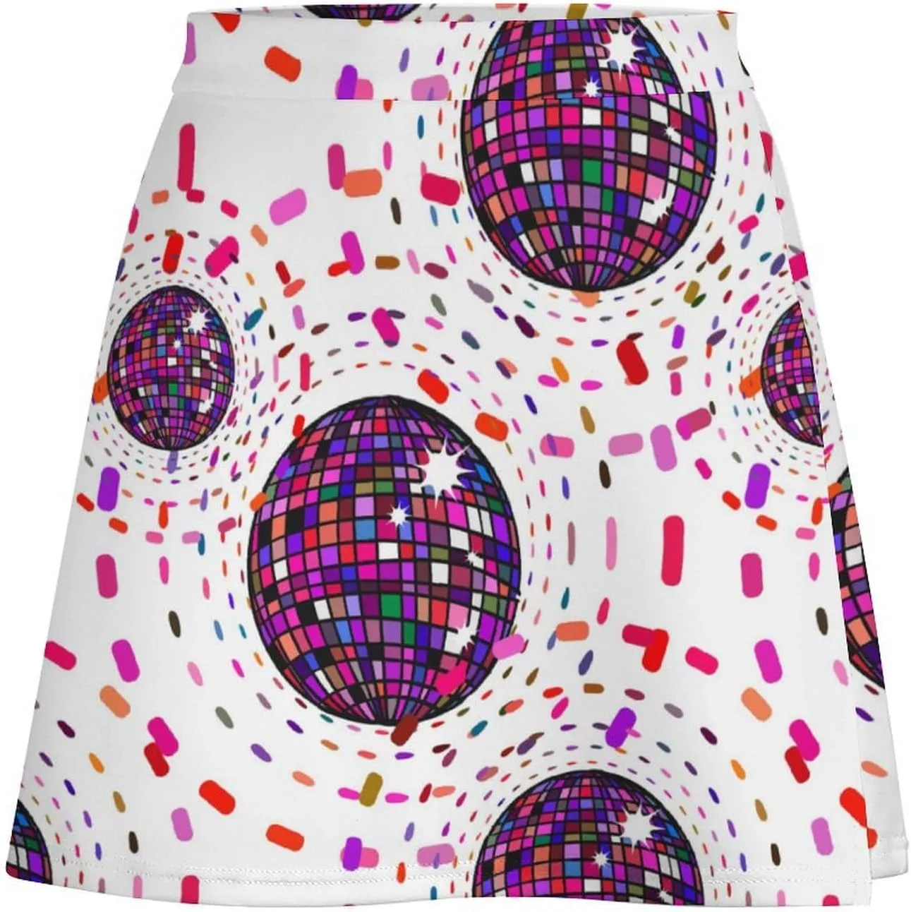 Graffiti Colorful Pattern Double Layer Stretchy Bodycon Short Mini Skirt Slim Fit Pencil Elastic Waistband