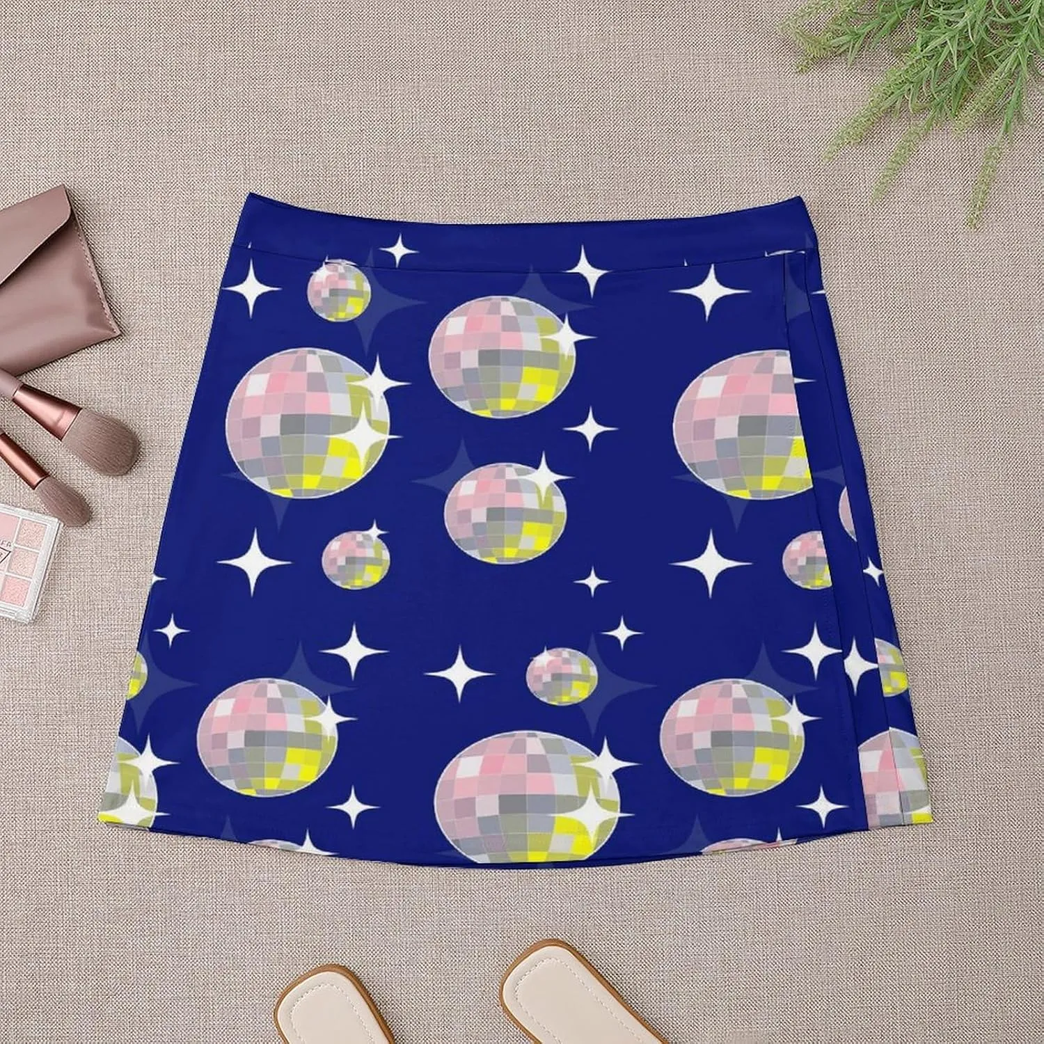 Graffiti Colorful Pattern Double Layer Stretchy Bodycon Short Mini Skirt Slim Fit Pencil Elastic Waistband