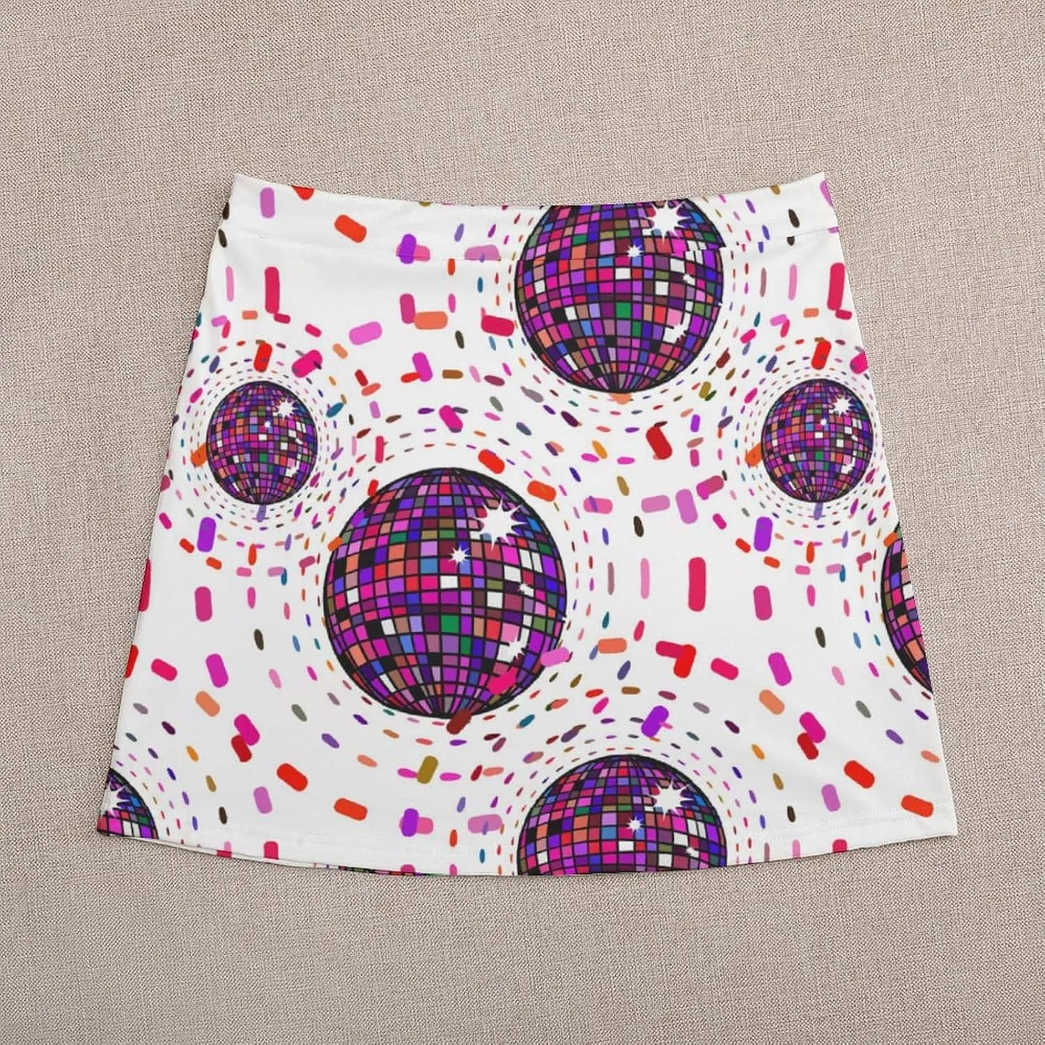 Graffiti Colorful Pattern Double Layer Stretchy Bodycon Short Mini Skirt Slim Fit Pencil Elastic Waistband