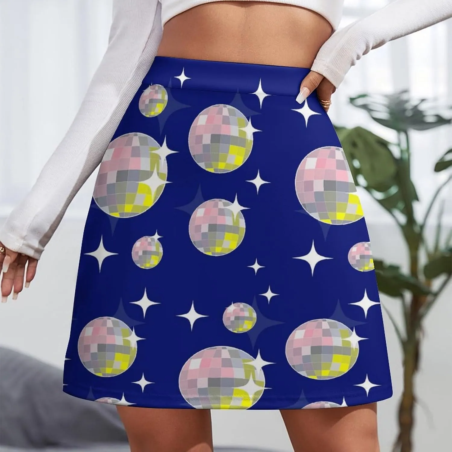 Graffiti Colorful Pattern Double Layer Stretchy Bodycon Short Mini Skirt Slim Fit Pencil Elastic Waistband