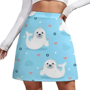 Graffiti Colorful Pattern Double Layer Stretchy Bodycon Short Mini Skirt Slim Fit Pencil Elastic Waistband