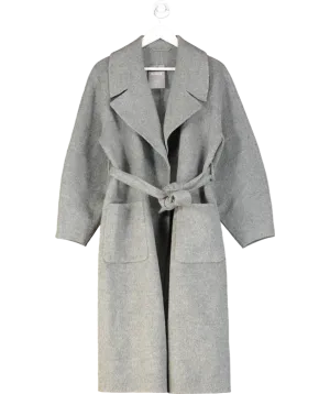 Grey Brushed Tie Waist Oversized Coat UK XS/S