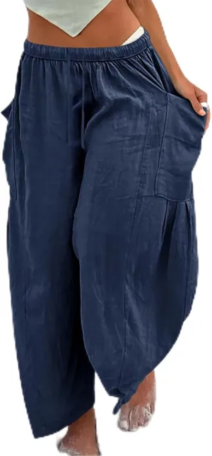 High Waist Baggy Cargo Linen Pants Women Pocket Fashion Casual Straight Wide Leg Y2K Cargo Pants Baggy Pant Plus Size