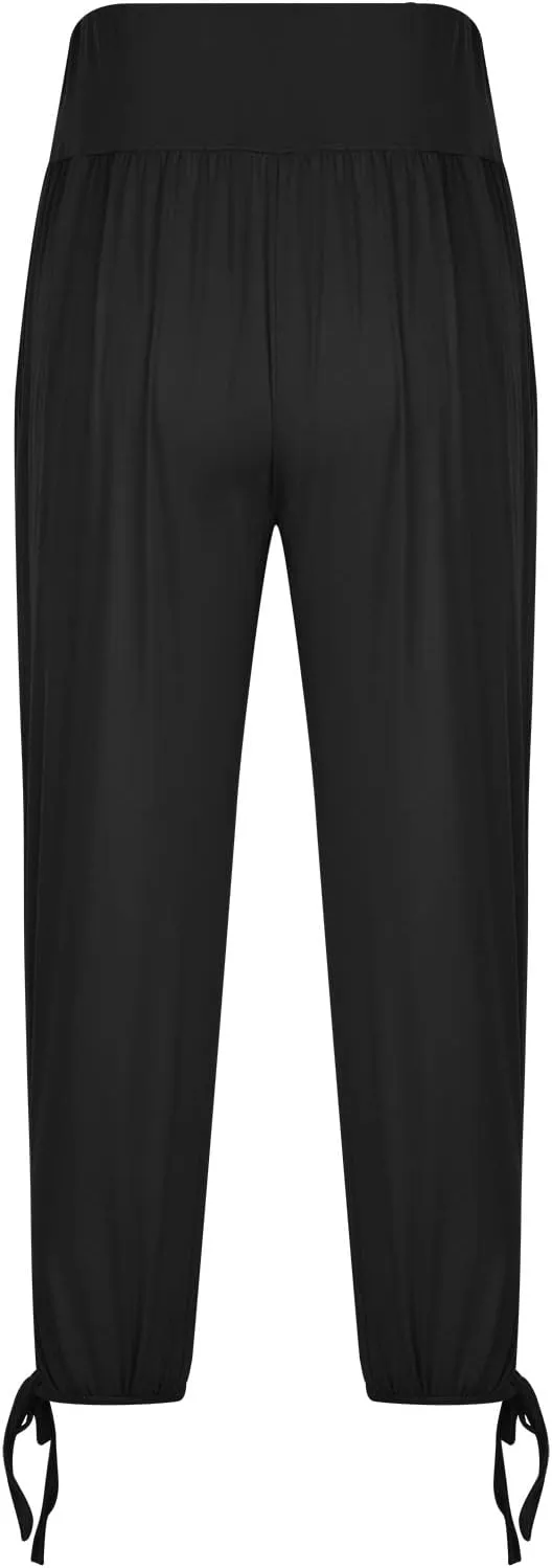 High Waist Capri Yoga Pants for Women Dressy Casual Tummy Control Crop Lounge Trousers Loose Comfy Workout Sweatpants