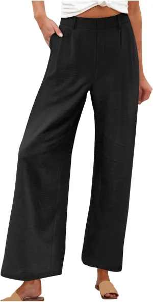 hlysgo Women's Palazzo Pants 2025 Summer Casual Vacation High Waist Wide Leg Beach Trousers Trendy Lounge Pants with Pockets