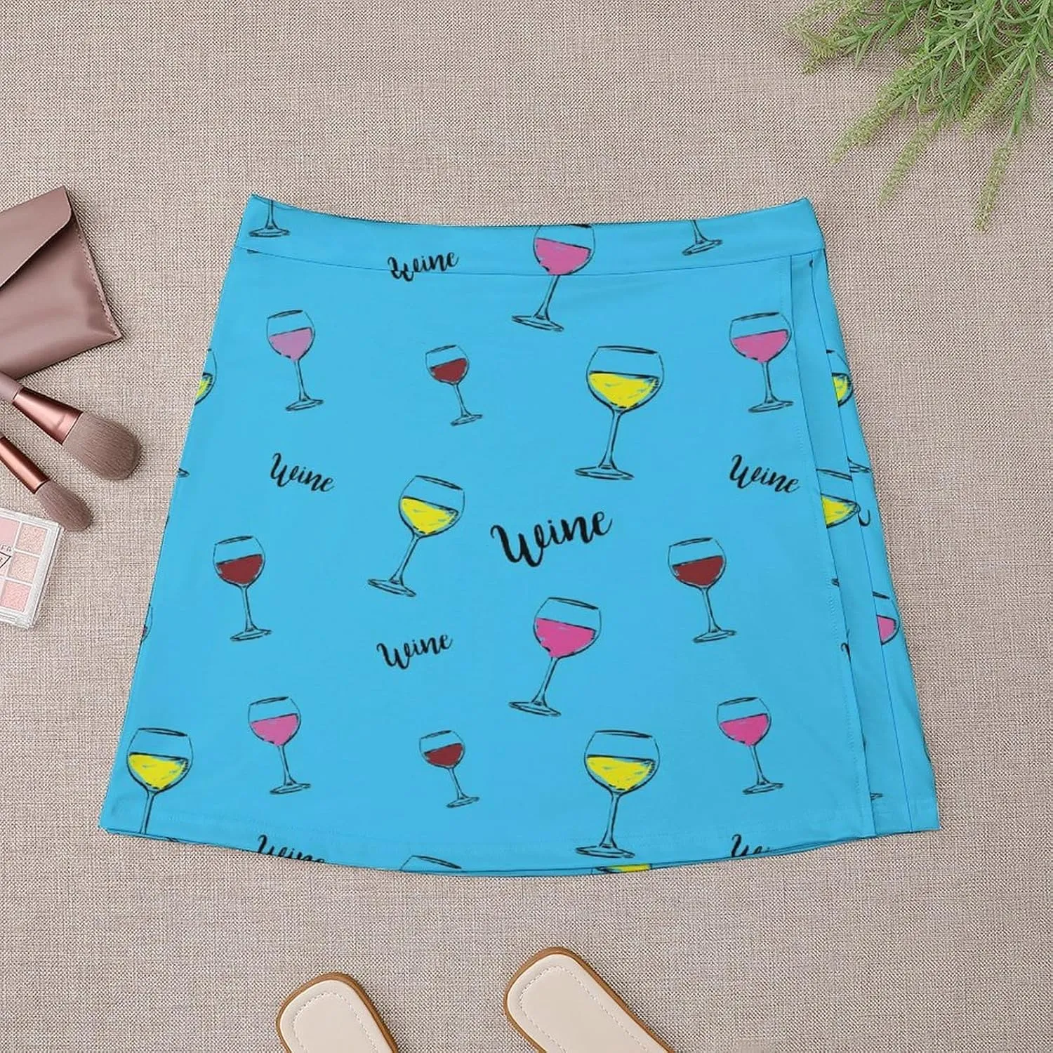 Horror Skull Red Hands Double Layer Stretchy Bodycon Short Mini Skirt Slim Fit Pencil Elastic Waistband