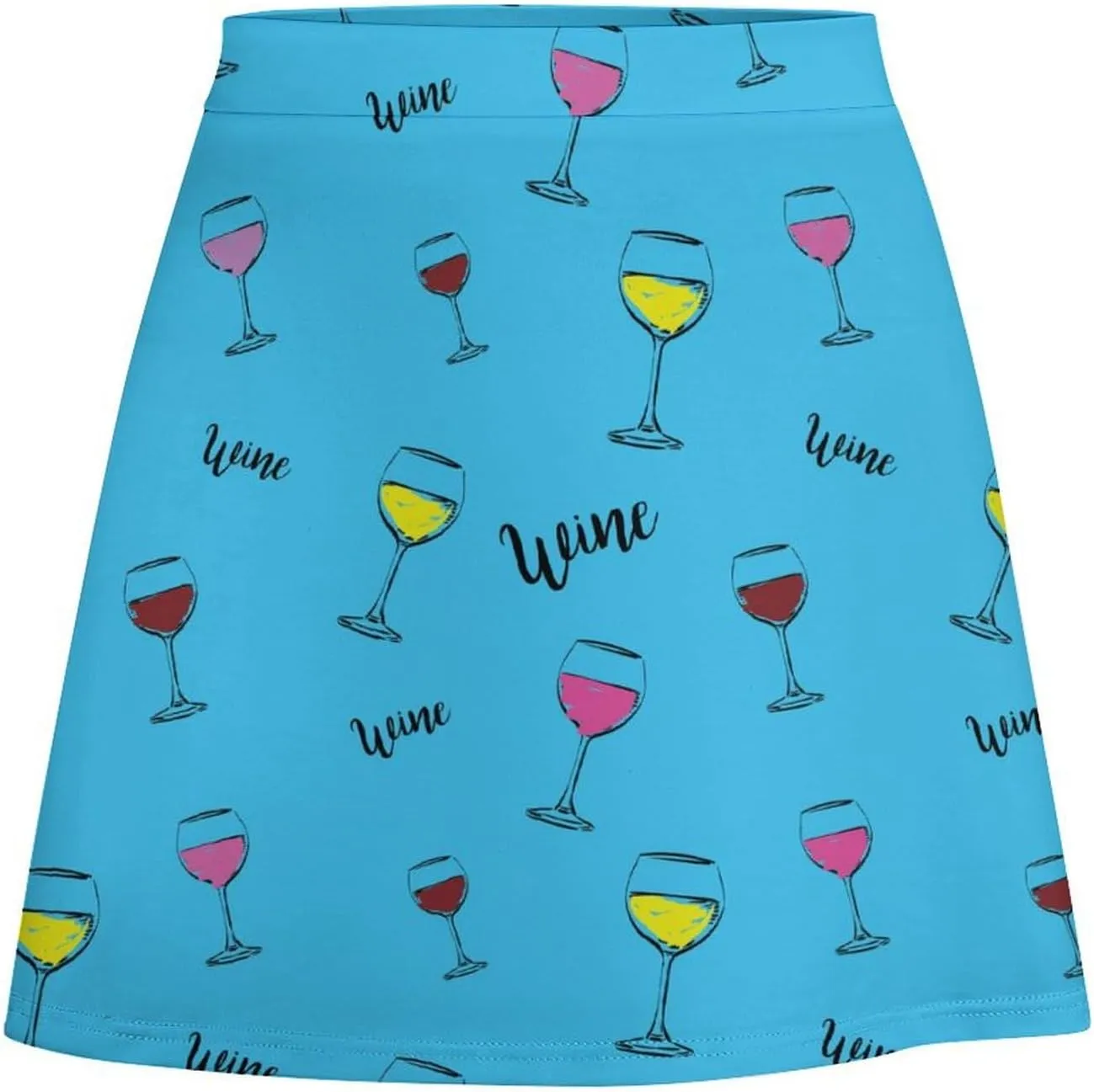 Horror Skull Red Hands Double Layer Stretchy Bodycon Short Mini Skirt Slim Fit Pencil Elastic Waistband