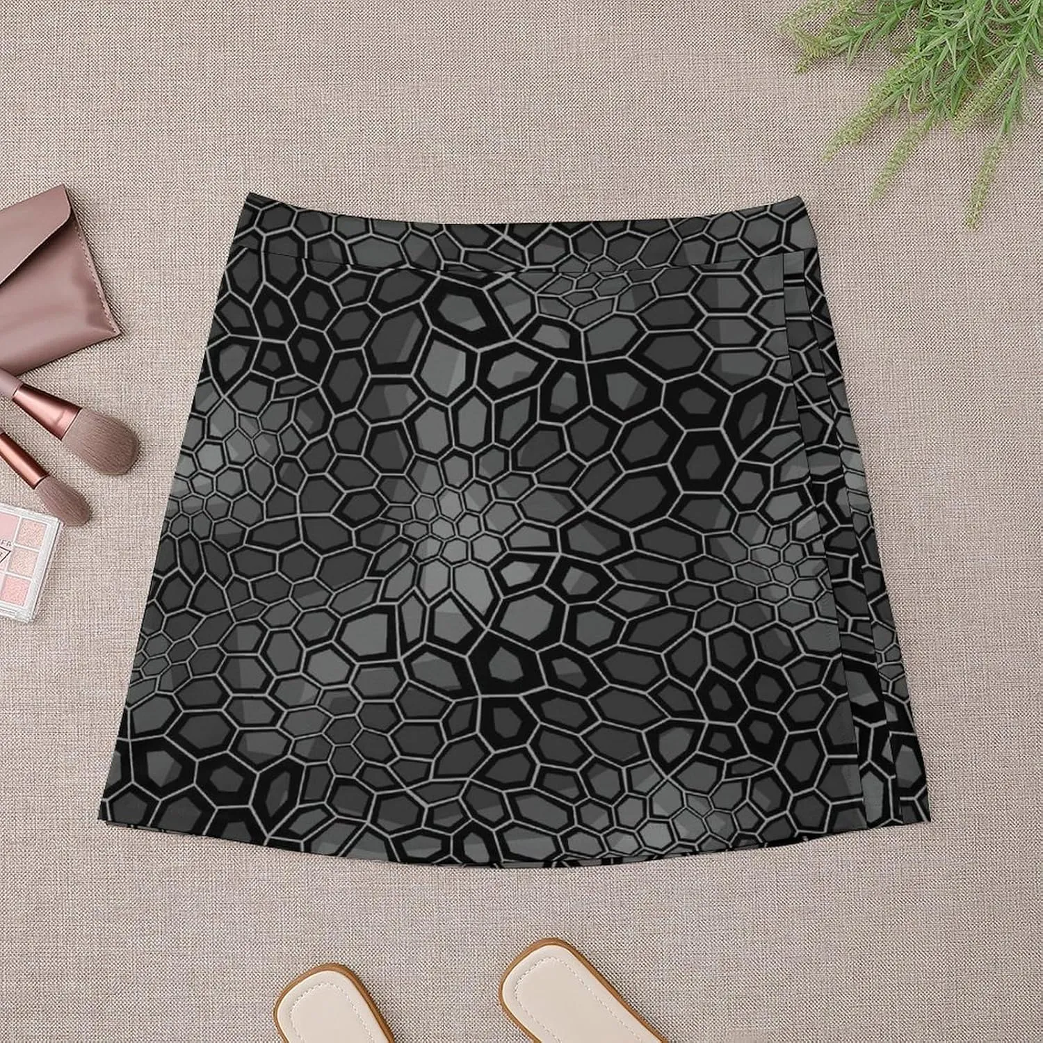 Horror Skull Red Hands Double Layer Stretchy Bodycon Short Mini Skirt Slim Fit Pencil Elastic Waistband