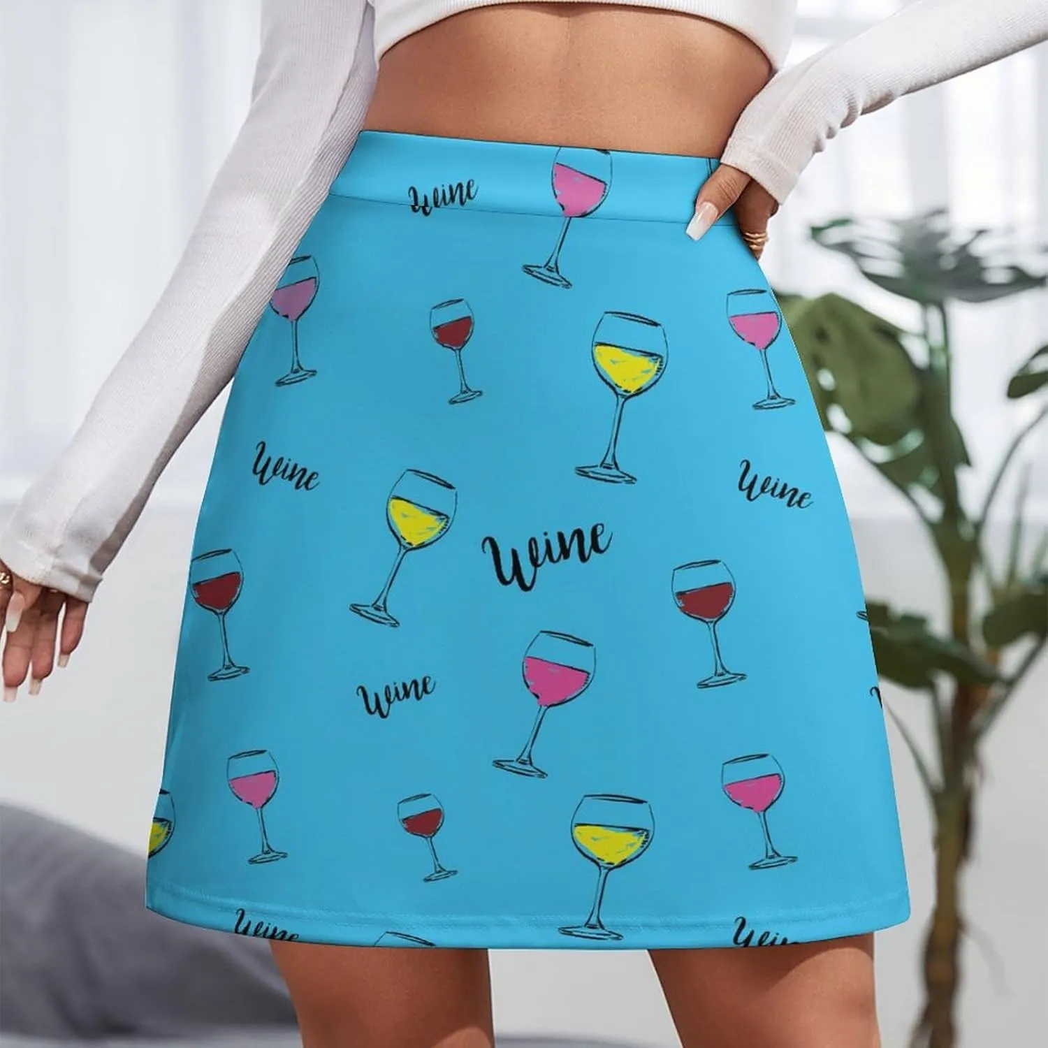 Horror Skull Red Hands Double Layer Stretchy Bodycon Short Mini Skirt Slim Fit Pencil Elastic Waistband