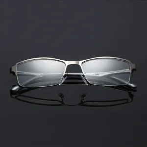 Hotochky Unisex Full Rim Square Stainless Steel Non Spherical Reading Glasses T076