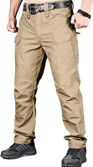 HYCOPROT Men's Hiking Pants Ripstop Water Repellent Lightweight Casual Cargo Pants Quick Dry Army 10 Pockets Work Trousers