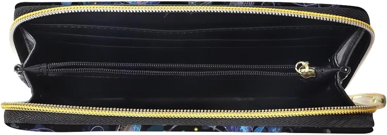 INSTANTARTS Aesthetic Dragonfly Wallets with Zip Women Around Clutch Purses PU Leather Long Cellphone Holder Money Card Organizer Pouch