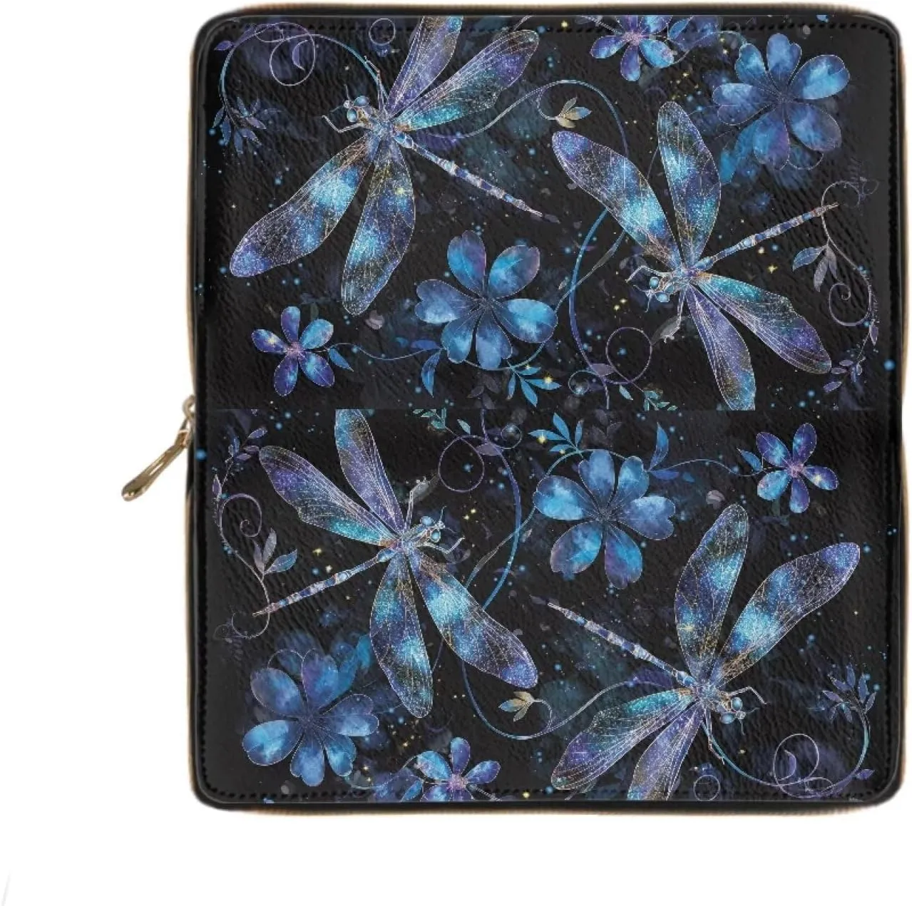 INSTANTARTS Aesthetic Dragonfly Wallets with Zip Women Around Clutch Purses PU Leather Long Cellphone Holder Money Card Organizer Pouch