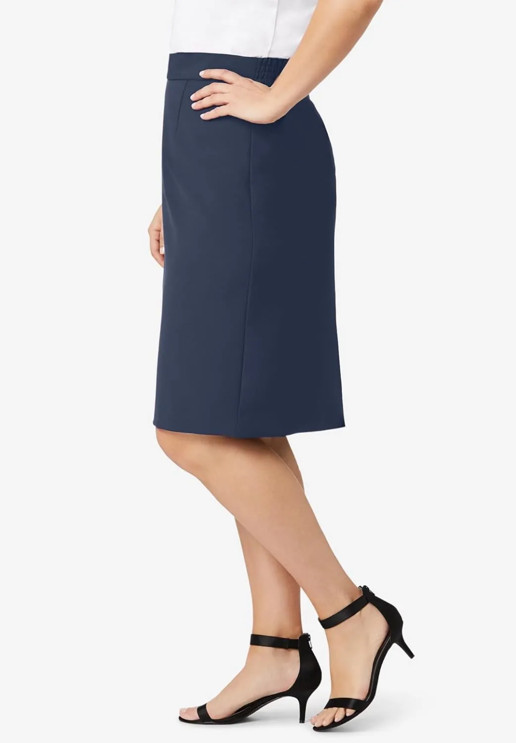 Jessica London Women's Plus Size Casual Tummy Control Bi-Stretch Pencil Skirt