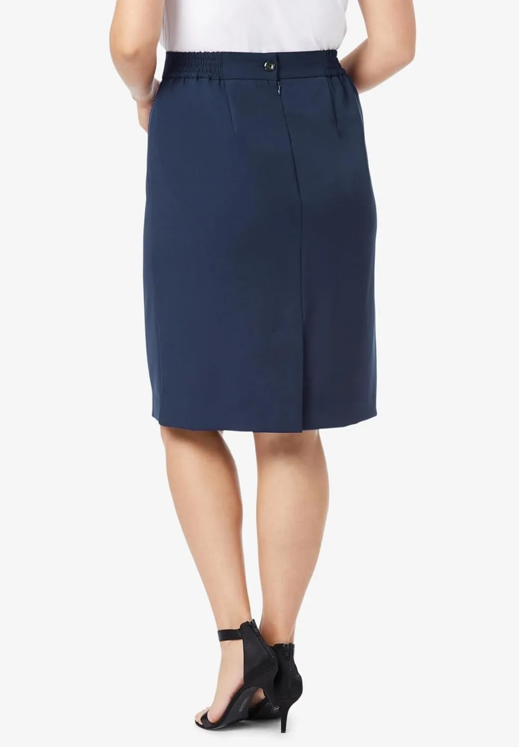 Jessica London Women's Plus Size Casual Tummy Control Bi-Stretch Pencil Skirt