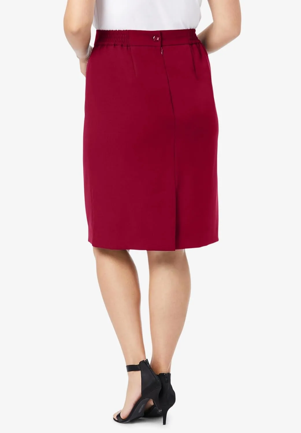 Jessica London Women's Plus Size Casual Tummy Control Bi-Stretch Pencil Skirt