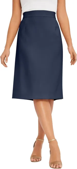 Jessica London Women's Plus Size Casual Tummy Control Bi-Stretch Pencil Skirt
