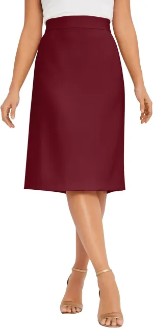 Jessica London Women's Plus Size Casual Tummy Control Bi-Stretch Pencil Skirt