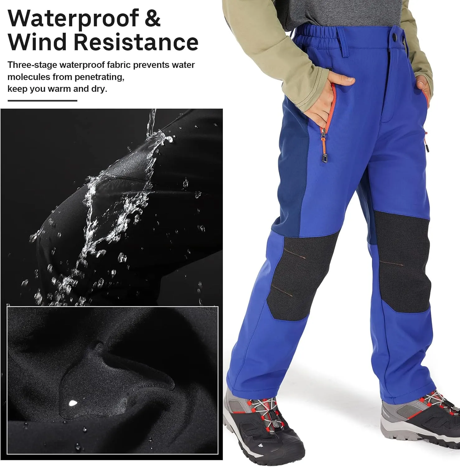 Jessie Kidden Kids Boys Girls Youth Waterproof Hiking Ski Snow Pants Elastic Waist Warm Insulated Pants
