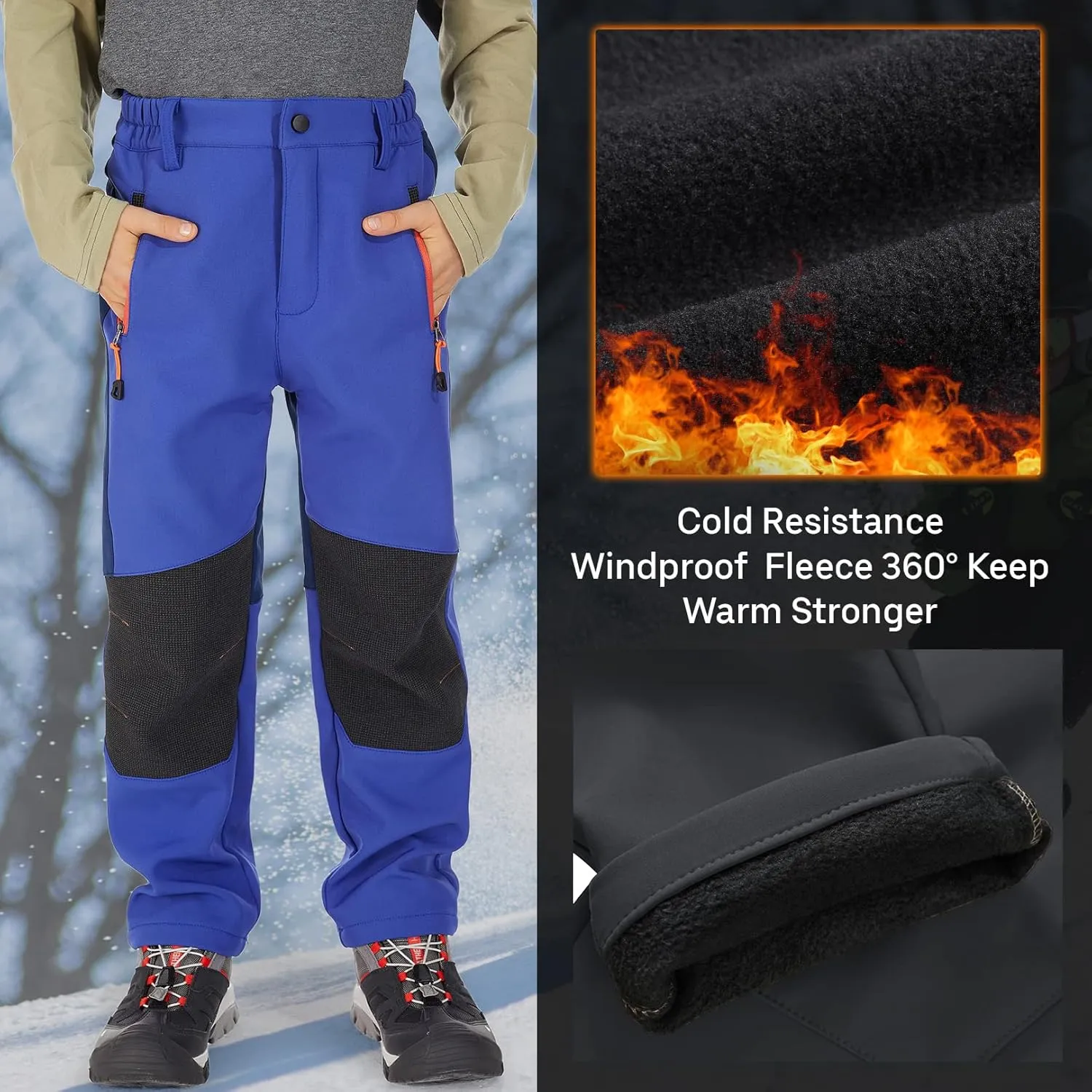 Jessie Kidden Kids Boys Girls Youth Waterproof Hiking Ski Snow Pants Elastic Waist Warm Insulated Pants