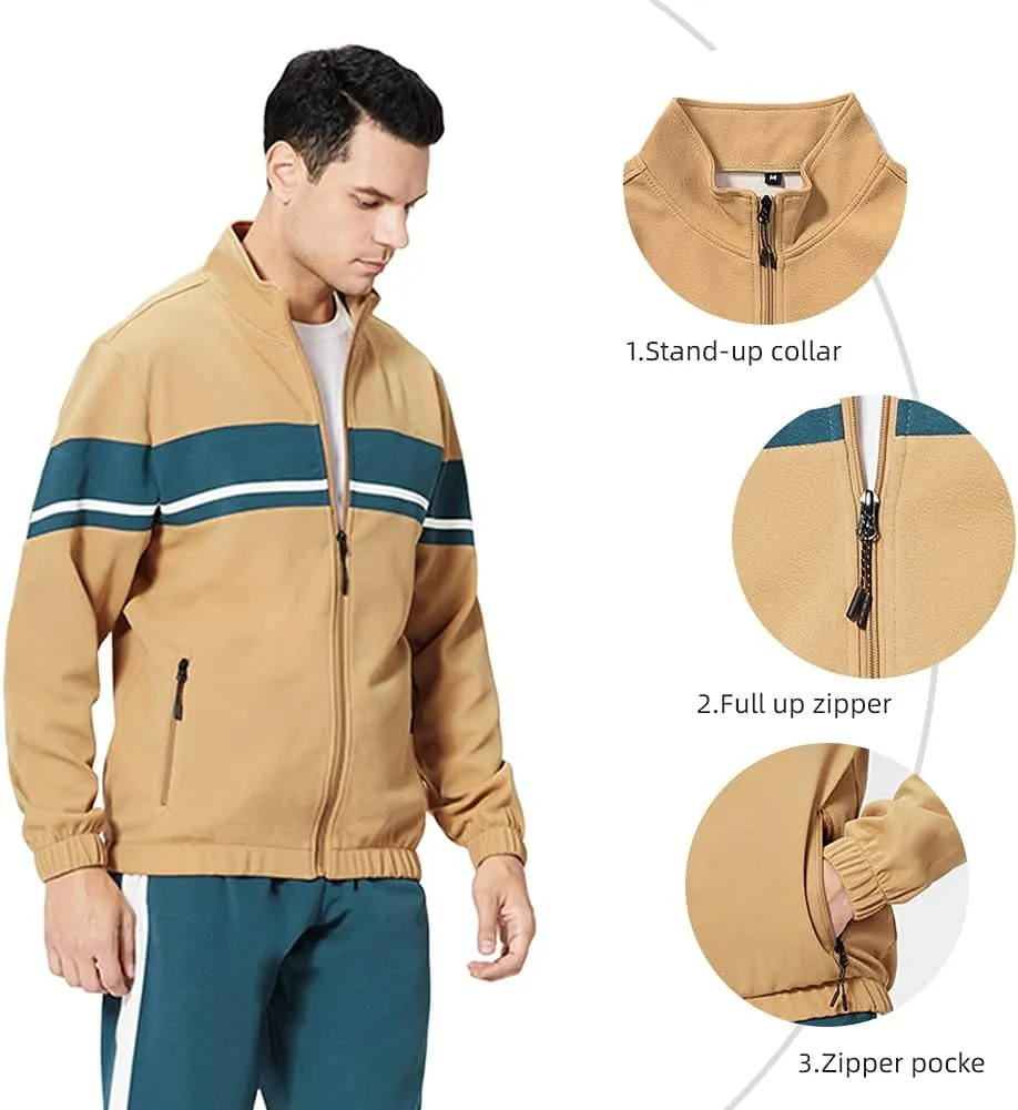 LBL Leading the Better Life Men's Sweat Suit 2 Piece Outfit Casual Contrast Sports Jogging Tracksuits Set