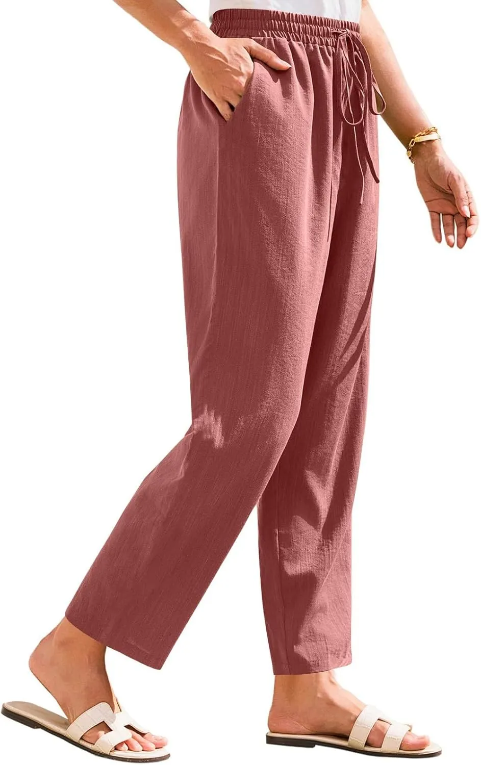 Linen Pants for Women, Linen Casual Pants Straight Leg Plus Size Peasant