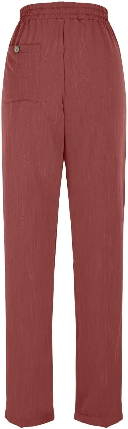 Linen Pants for Women, Linen Casual Pants Straight Leg Plus Size Peasant