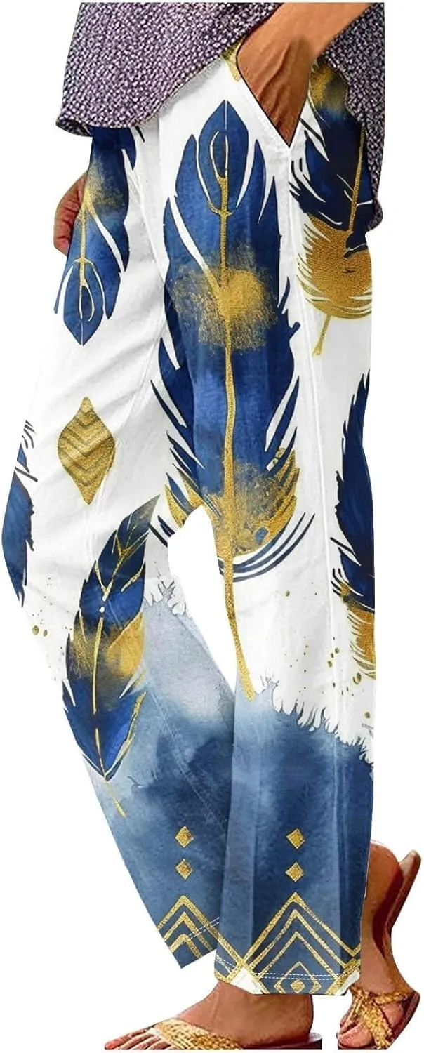 Linen Pants High Waist Button Fly Design Wide Leg Casual Palazzo Trousers with Pockets Trend 2025