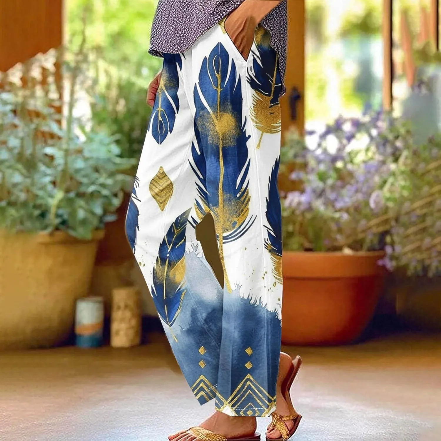 Linen Pants High Waist Button Fly Design Wide Leg Casual Palazzo Trousers with Pockets Trend 2025