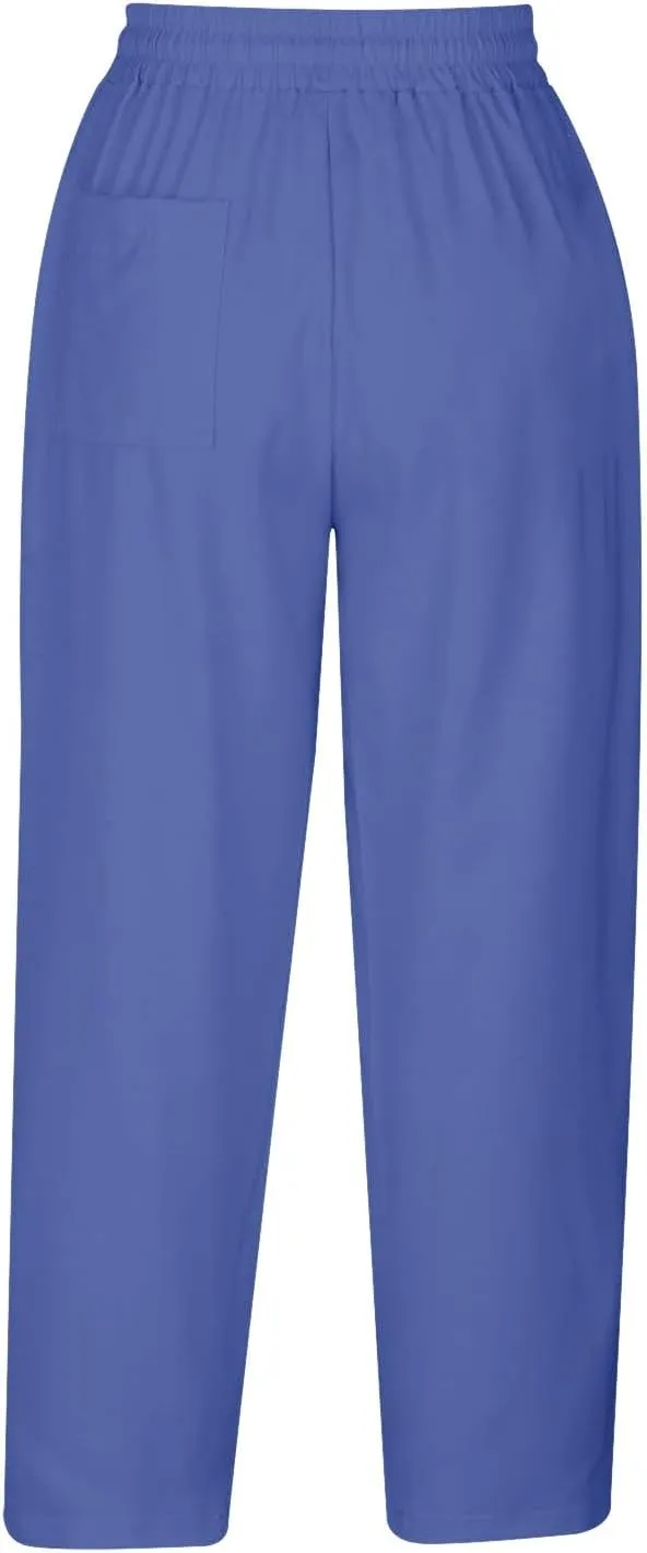 Linen Pants Women High Waisted Straight Leg Cropped Capri Pants Summer Lounge Work Pants Beach Pants Trousers 2025