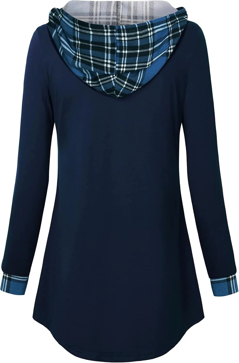 Lotusmile Women's Long Sleeve Hooded Tunic Tops Button Swing Pullover Hoodie Sweatshirts