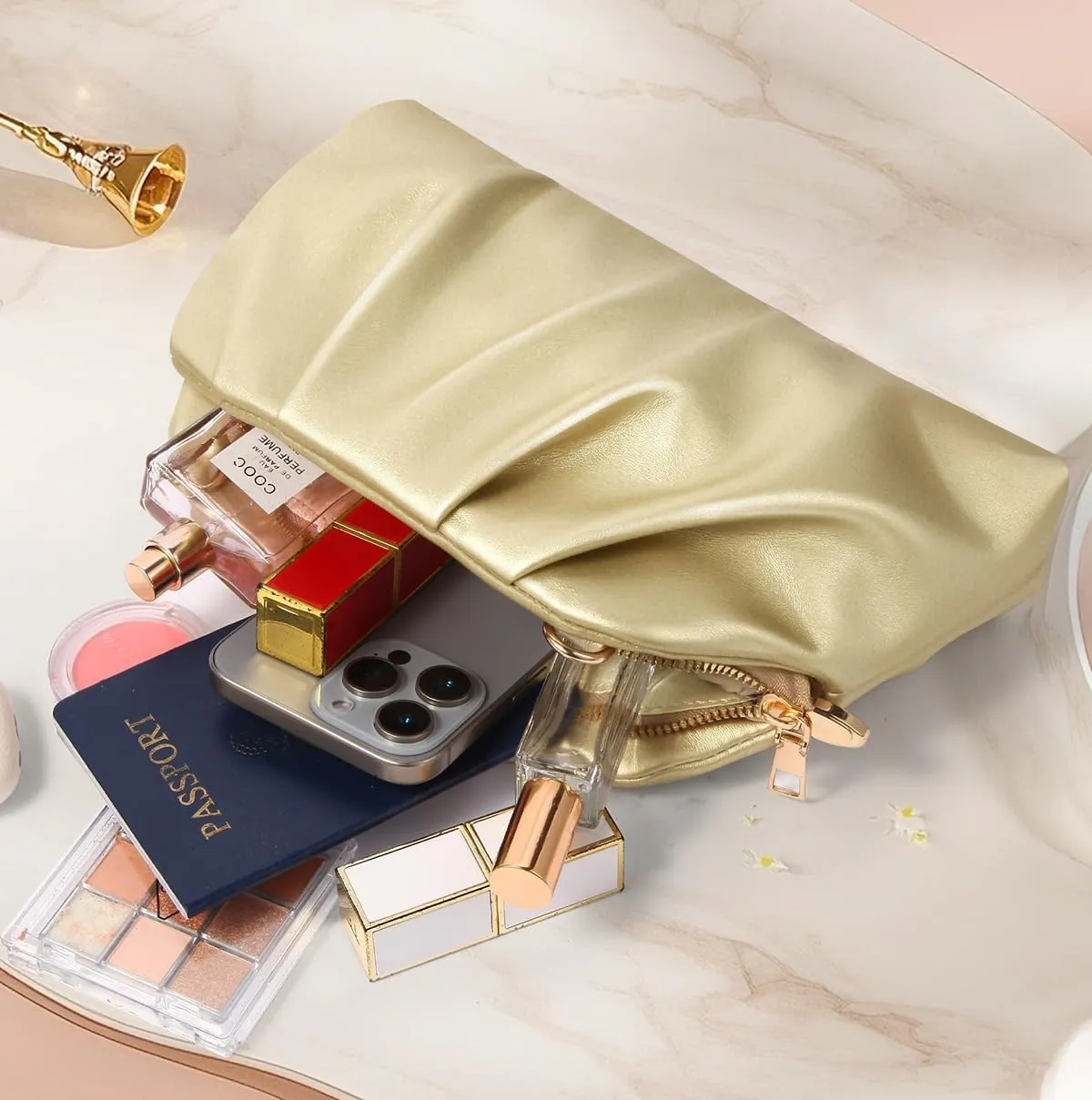 lovyoCoCo Clutch Purse for Women Soft Pleated PU Wedding Clutch, Elegant Evening Bag for Galas, Proms,Cocktail Parties