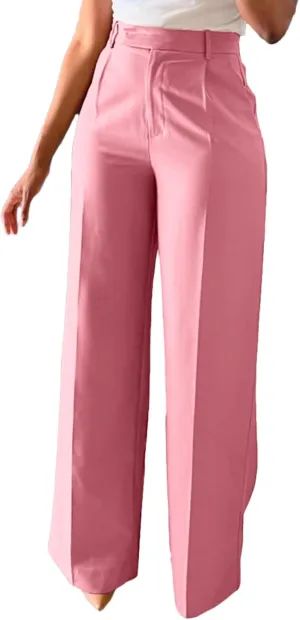 Lucuna Women's Wide Leg Dress Pants High Waisted Straight Leg Slacks Business Office Work Pants Trousers