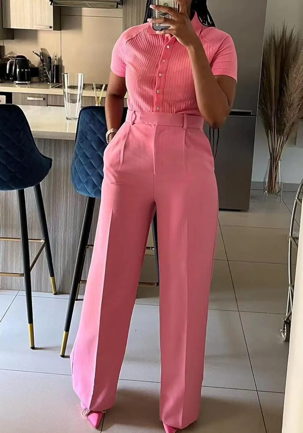 Lucuna Women's Wide Leg Dress Pants High Waisted Straight Leg Slacks Business Office Work Pants Trousers
