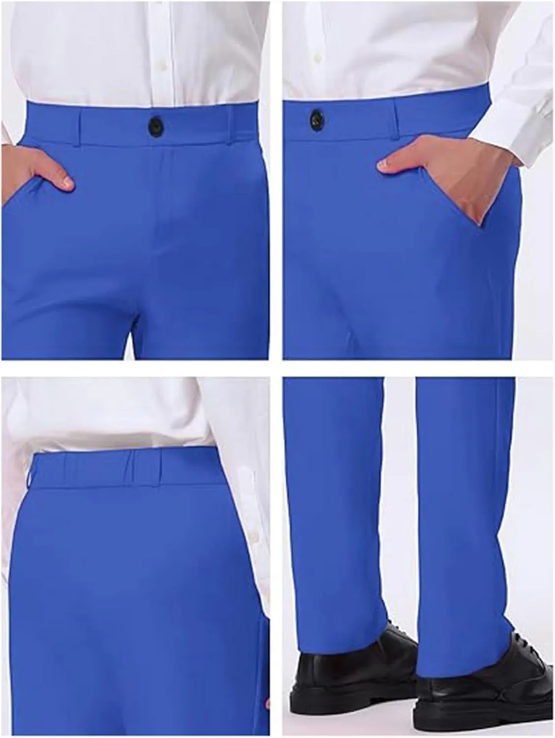 Men Suit Pant Flat Front Slim Fit Dress Pants Business Casual Cinch Bottom Tapered Chino Pants with Elastic Waistband