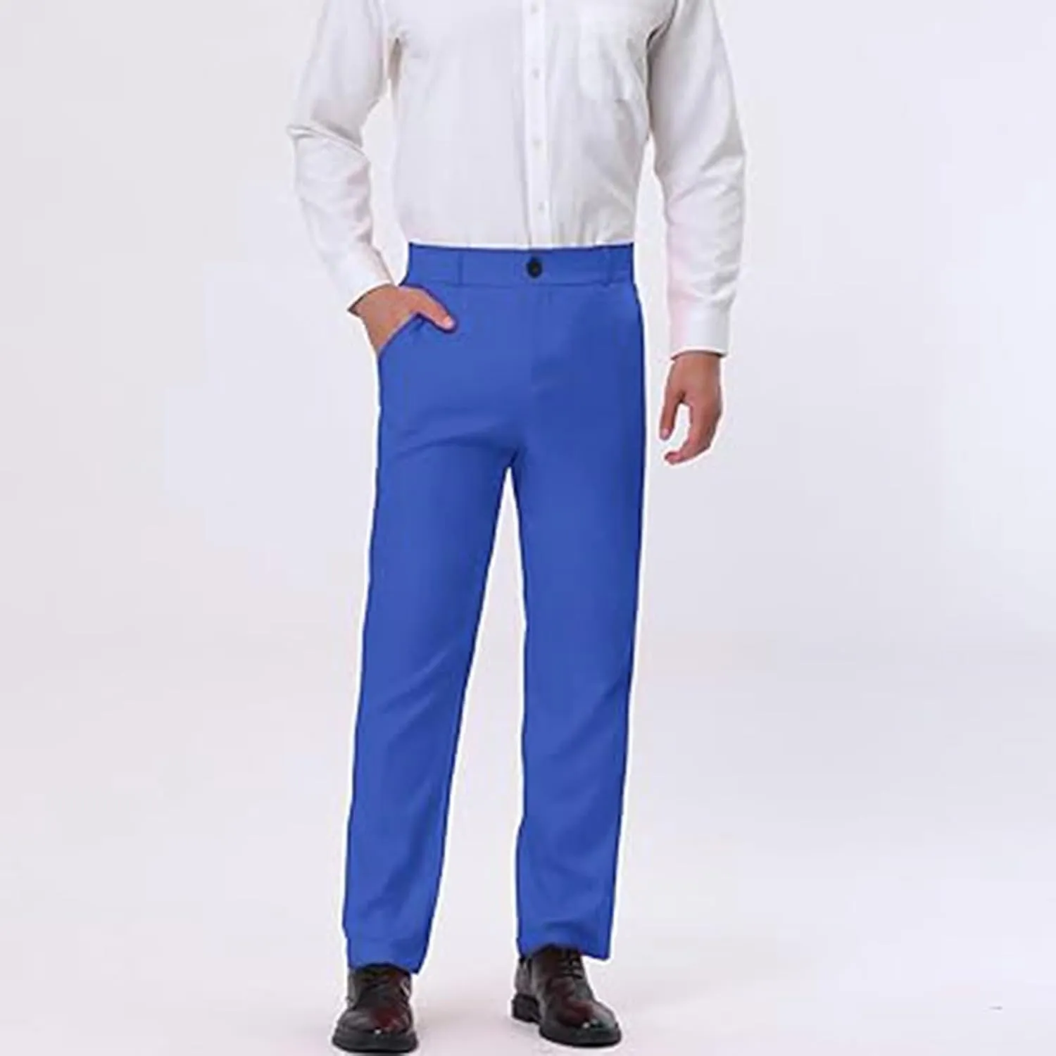 Men Suit Pant Flat Front Slim Fit Dress Pants Business Casual Cinch Bottom Tapered Chino Pants with Elastic Waistband
