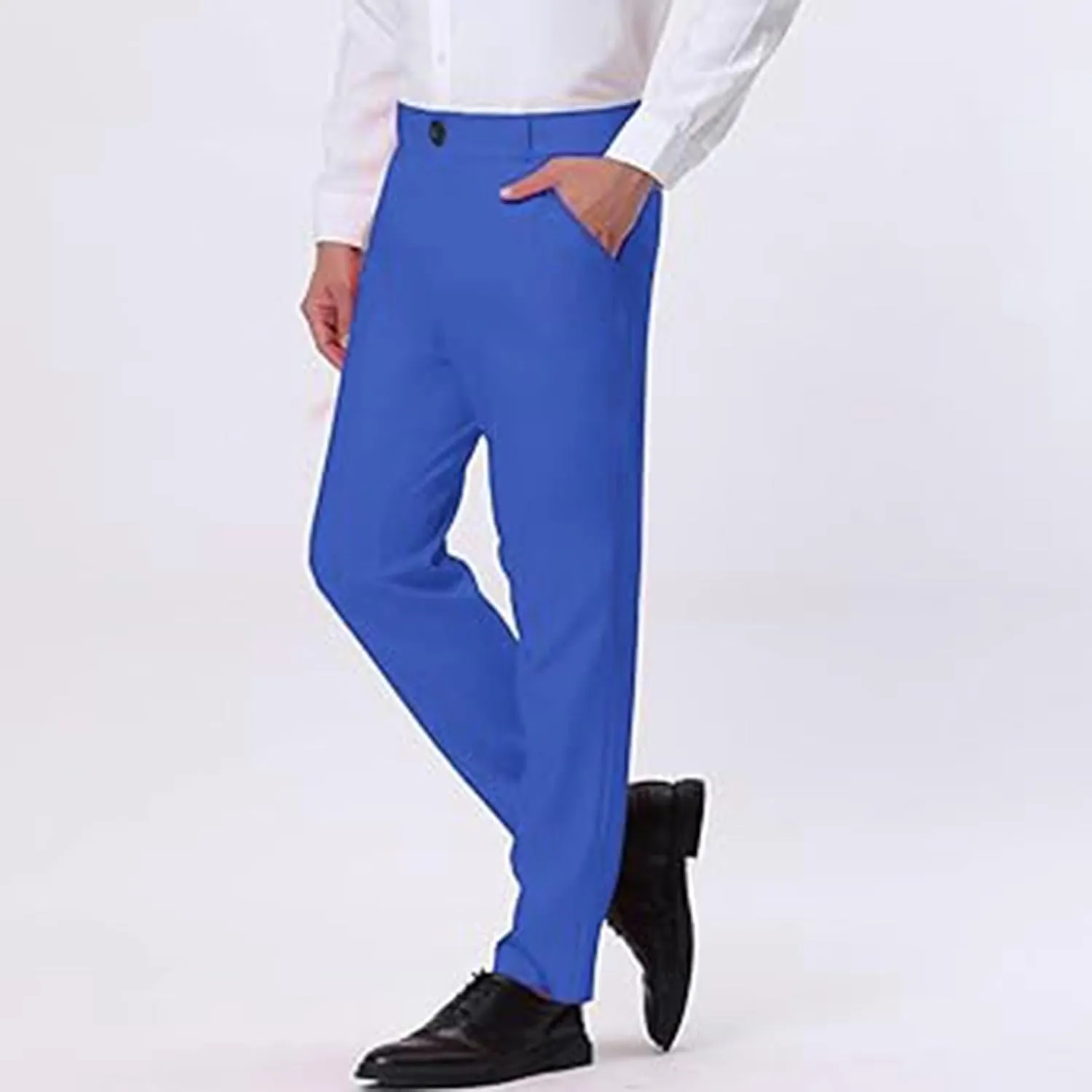 Men Suit Pant Flat Front Slim Fit Dress Pants Business Casual Cinch Bottom Tapered Chino Pants with Elastic Waistband