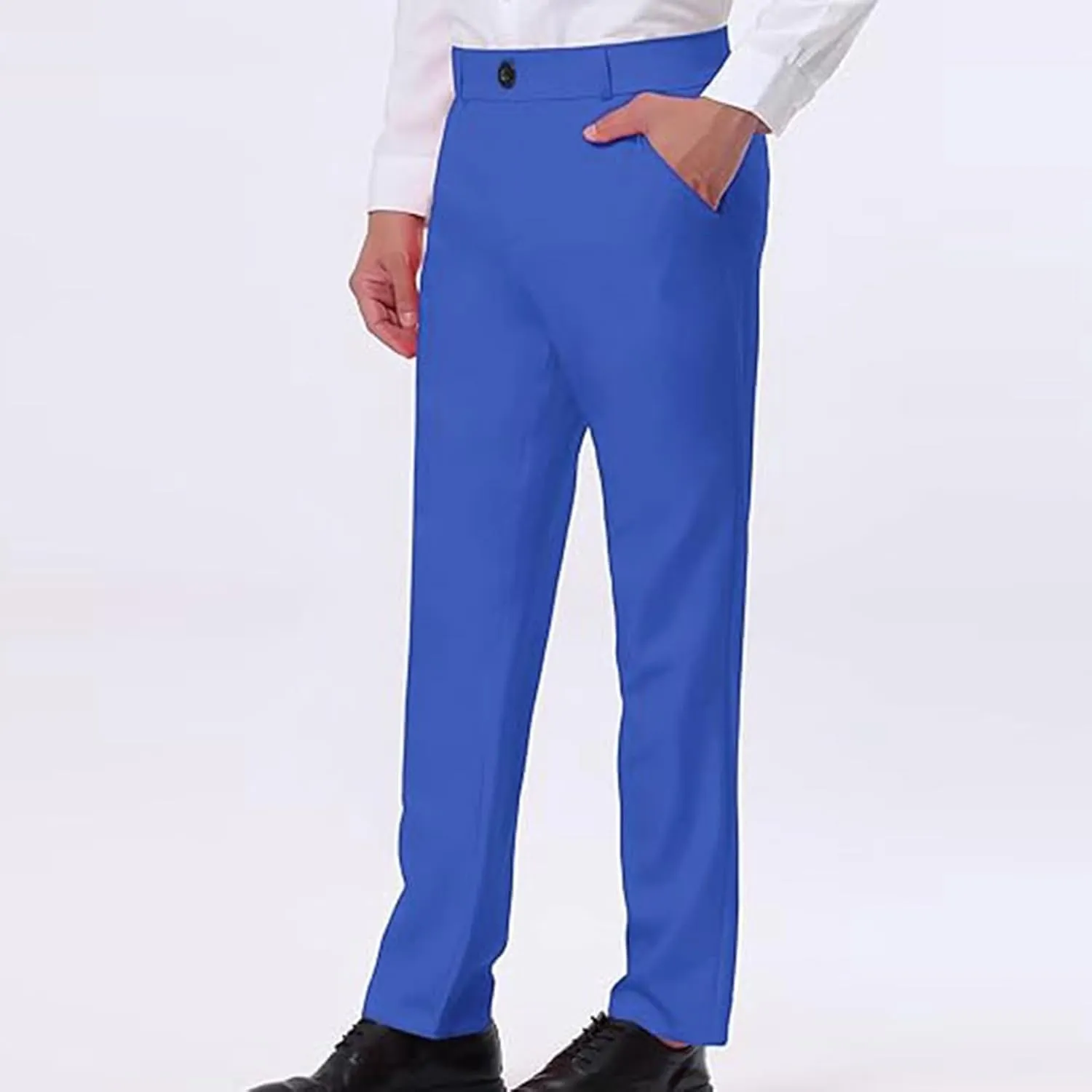 Men Suit Pant Flat Front Slim Fit Dress Pants Business Casual Cinch Bottom Tapered Chino Pants with Elastic Waistband