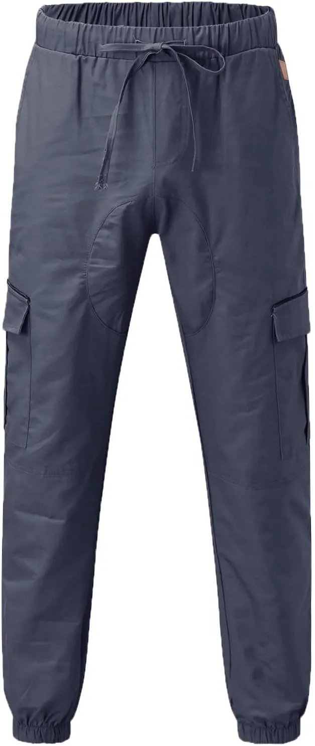Mens Casual Joggers Pants Slim Fit Stretch Waist Tapered Hiking Pants Outdoor Tactical Sweatpants with Multi Pockets