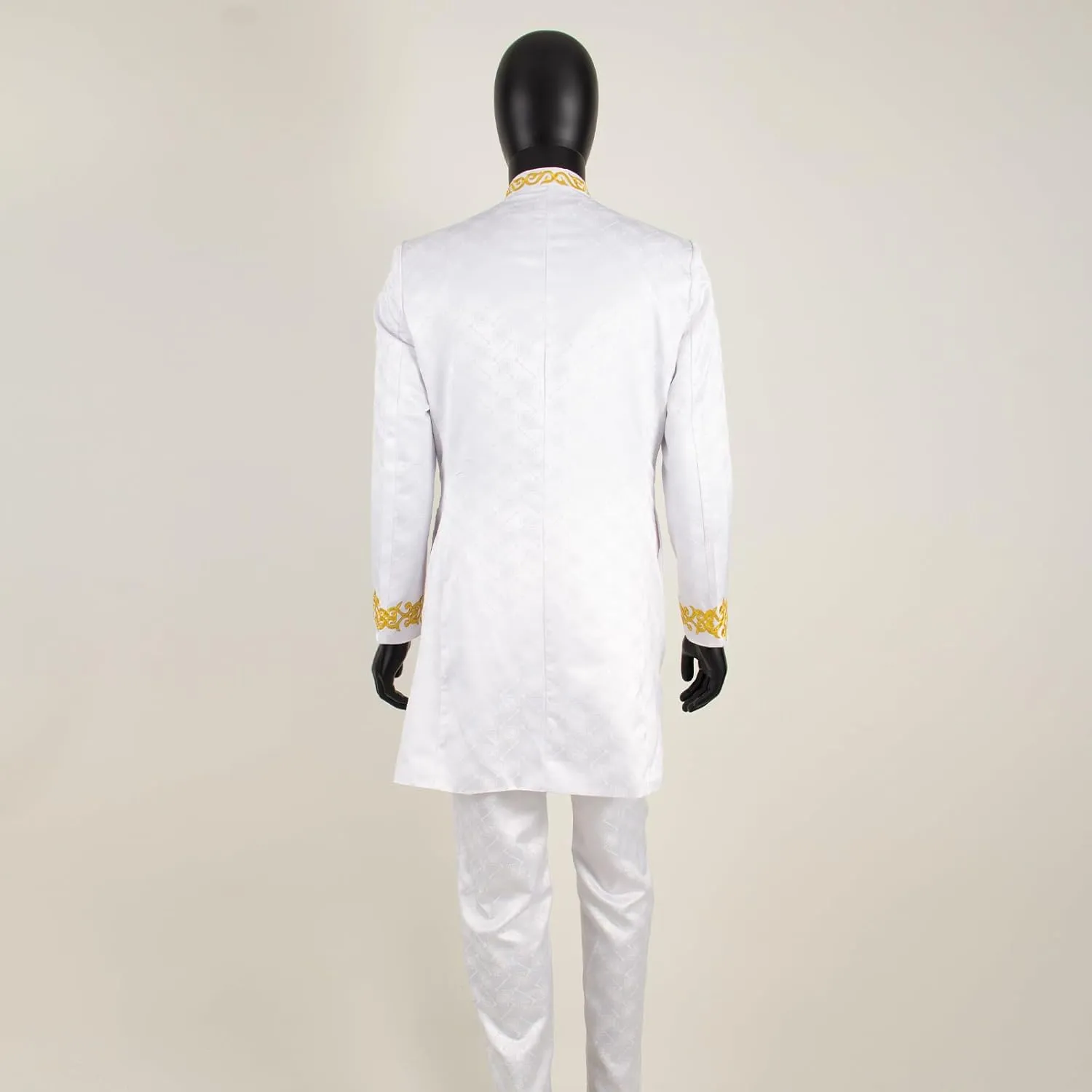 Men`s Suit Double Breasted Slim Fit Embroidery Chain Blazer and Pants Set Dashiki Outfits African Clothes