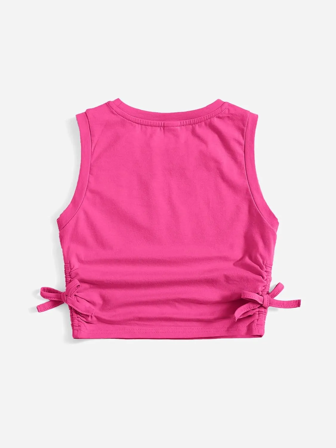Milumia Girl's Ink Splark Ruched Knot Side Knit Sleeveless Crop Tank Tops