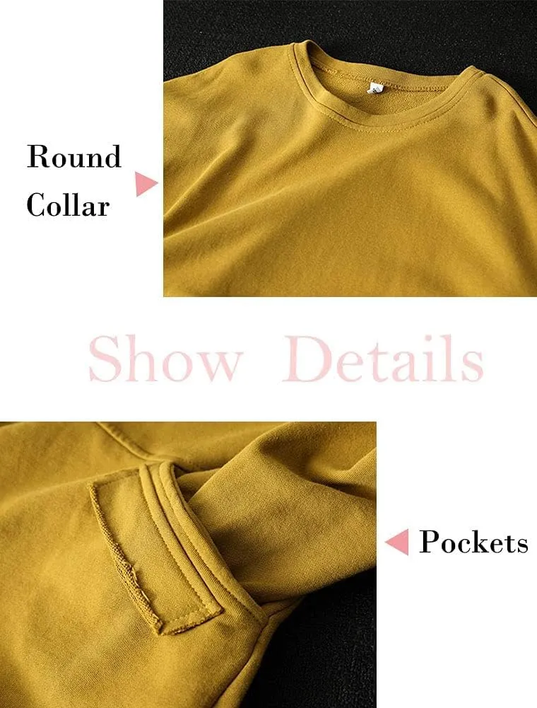 Minibee Women's Oversized Sweatshirt Crewneck Long Sleeve Cotton Pullover Tops with Pockets