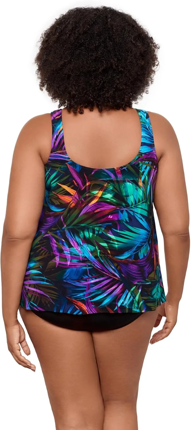 Miraclesuit Women's Swimwear Network Mariella High Neckline Mesh Detail Underwire Bra Tankini Bathing Suit Top