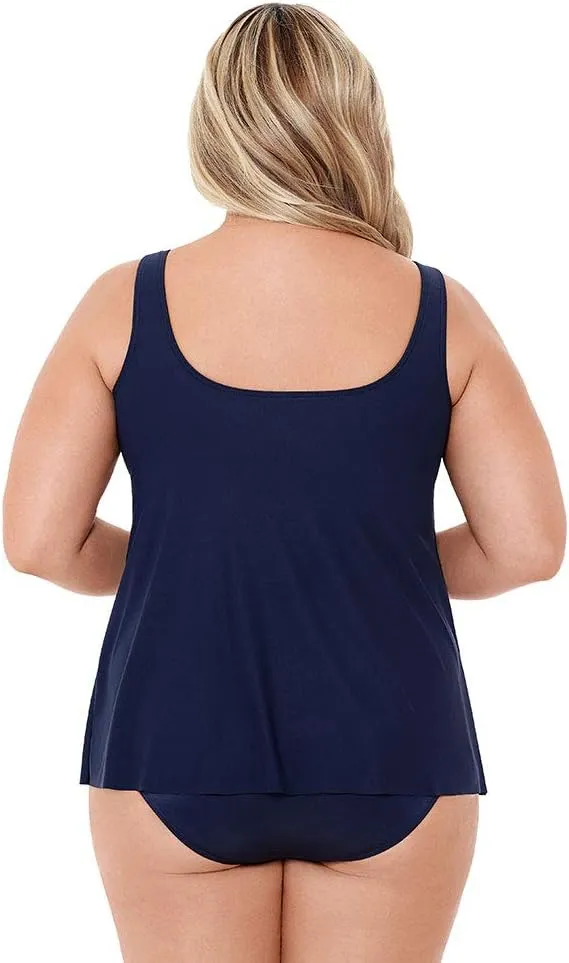 Miraclesuit Women's Swimwear Network Mariella High Neckline Mesh Detail Underwire Bra Tankini Bathing Suit Top
