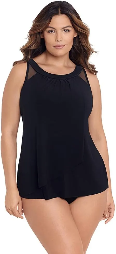 Miraclesuit Women's Swimwear Network Mariella High Neckline Mesh Detail Underwire Bra Tankini Bathing Suit Top