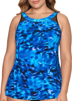 Miraclesuit Women's Swimwear Network Mariella High Neckline Mesh Detail Underwire Bra Tankini Bathing Suit Top
