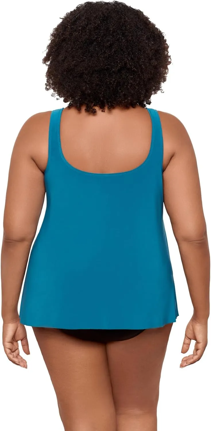 Miraclesuit Women's Swimwear Network Mariella High Neckline Mesh Detail Underwire Bra Tankini Bathing Suit Top
