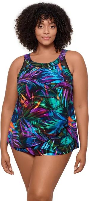Miraclesuit Women's Swimwear Network Mariella High Neckline Mesh Detail Underwire Bra Tankini Bathing Suit Top