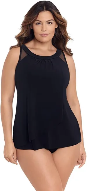 Miraclesuit Women's Swimwear Network Mariella High Neckline Mesh Detail Underwire Bra Tankini Bathing Suit Top